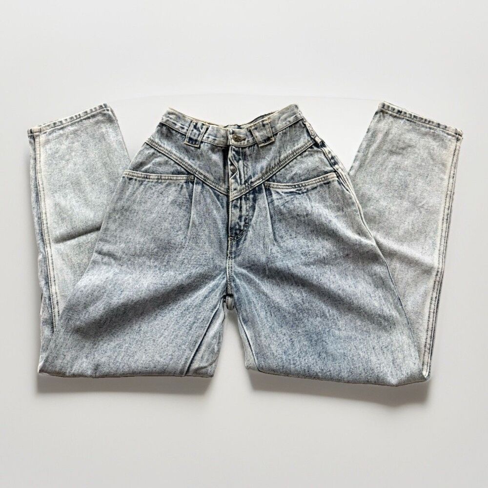 P.S. Gitano Women's Acid Wash Blue Denim Jeans 6 Petite Tapered 100% Cotton
